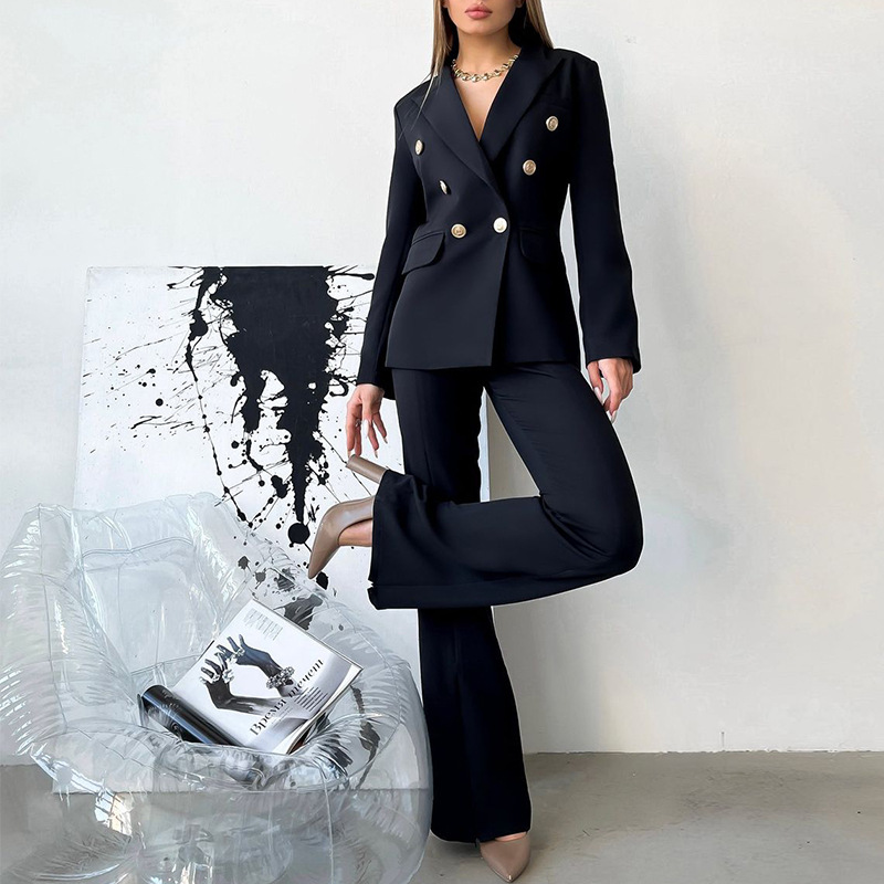 Women Clothing Spring Autumn Long Sleeve Suit Business Work Pant Two-Piece Set
