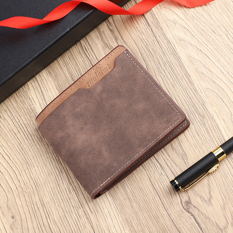 Nuevos productos transfronterizos europeos y estadounidenses monedero de hombre esmerilado corto multifuncional multi-tarjeta de moda de alta calidad pu cartera pequeña