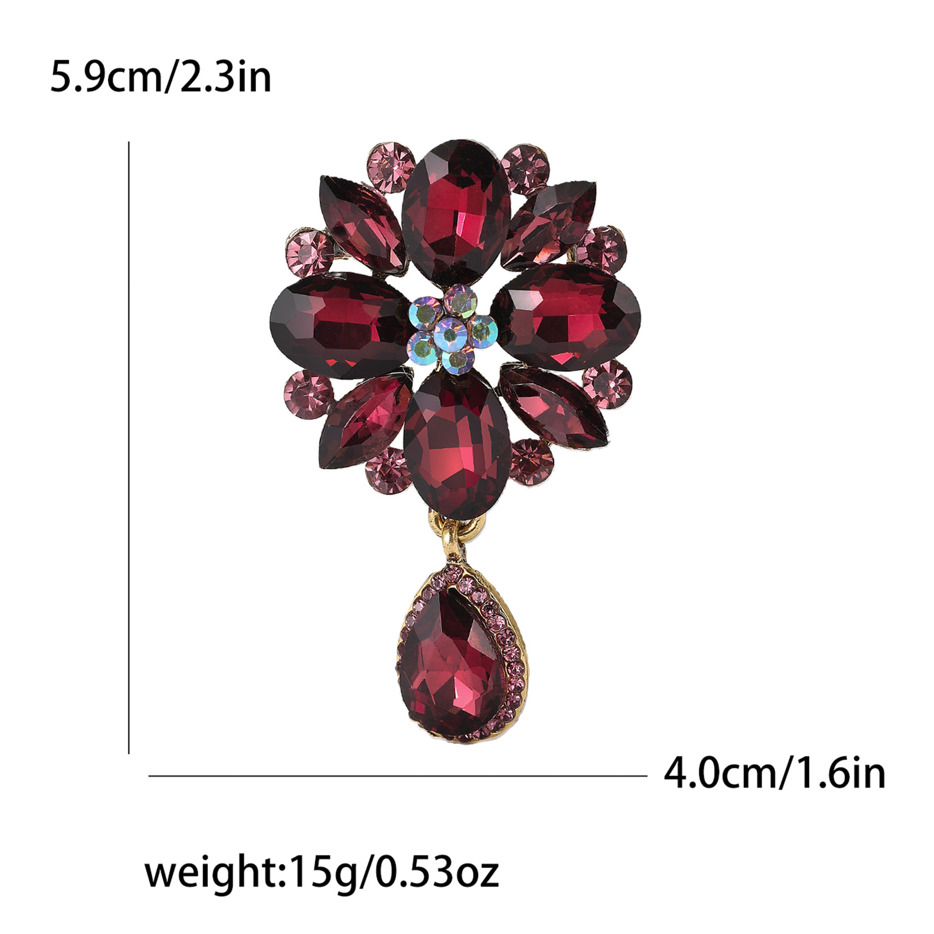 Elegant Retro Pin Water Droplets Flower Alloy Inlay Rhinestones Glass Women's Brooches display picture 2