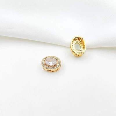 Porous Spacer Beads Handmade Double-Row, Zərgərlik ara hissələri - style-11-white-zirconium-11135mm-gold