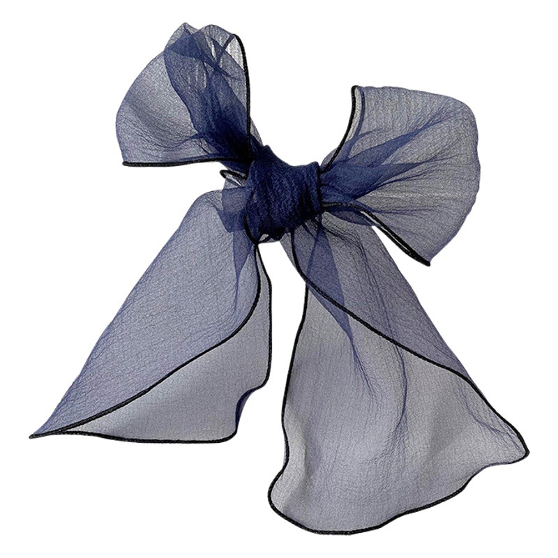 Organza color sólido larga pequeña bufanda verano de las mujeres versátil ligero cuello Protección decorativa bufanda arco pelo banda cinta