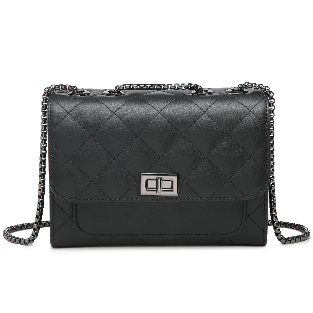 工厂批发2020秋冬新款菱格斜挎包欧美时尚链条单肩包 小方包定制|ms