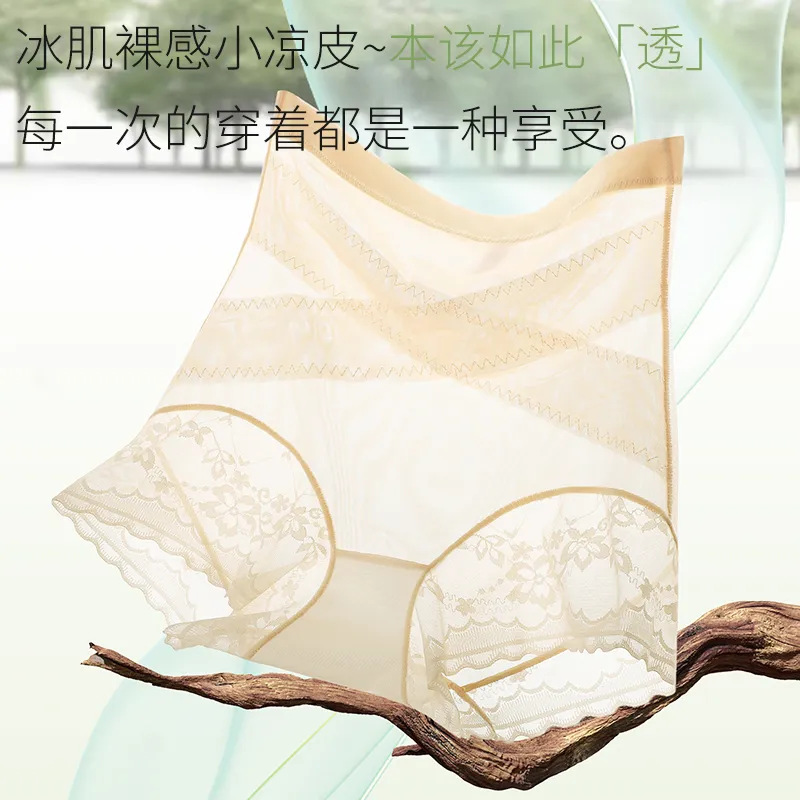 跨境外贸爆款裸感无痕蕾丝塑身美体裤超薄夏季高腰大码提臀收腹裤
