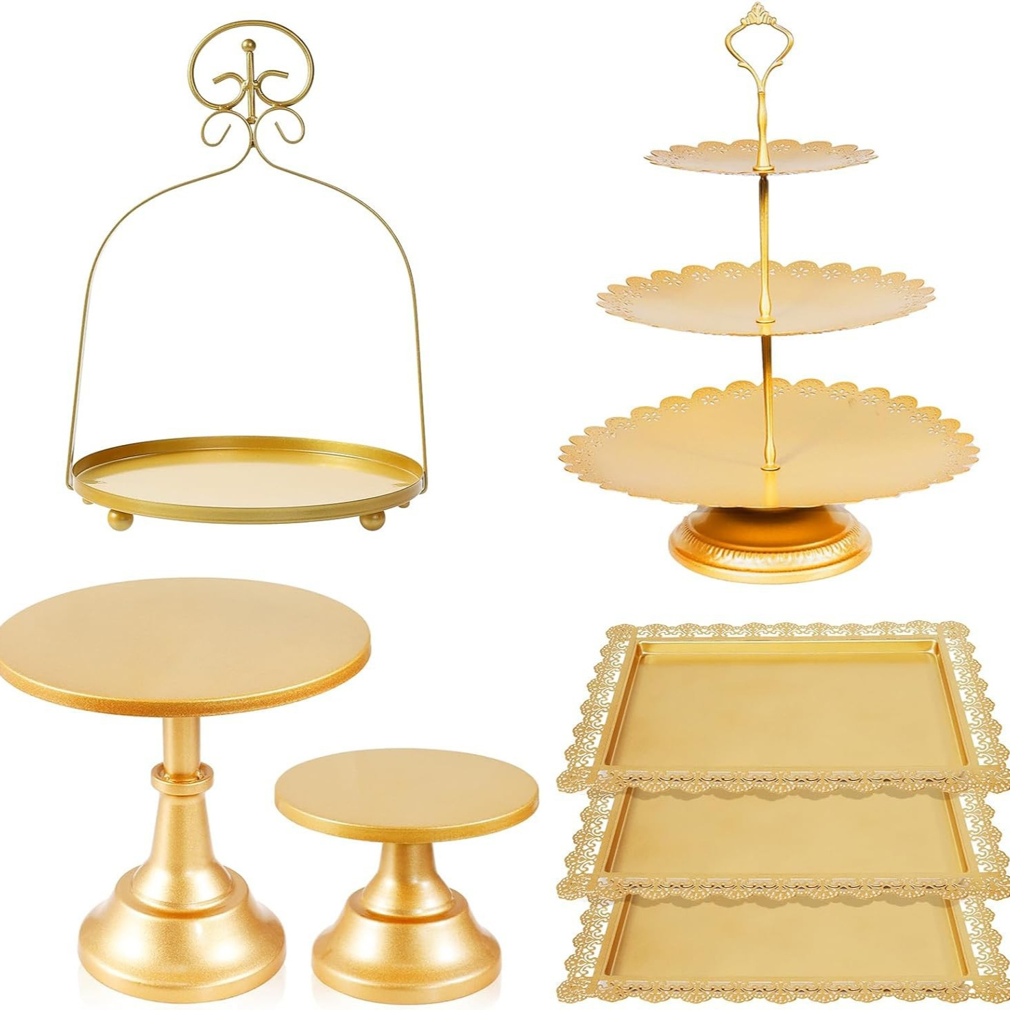 Creativo estilo europeo oro hueco estante de pastel de boda props mesa de postres decoración de postres tienda de postres refrigerio combinación de estante de pastel