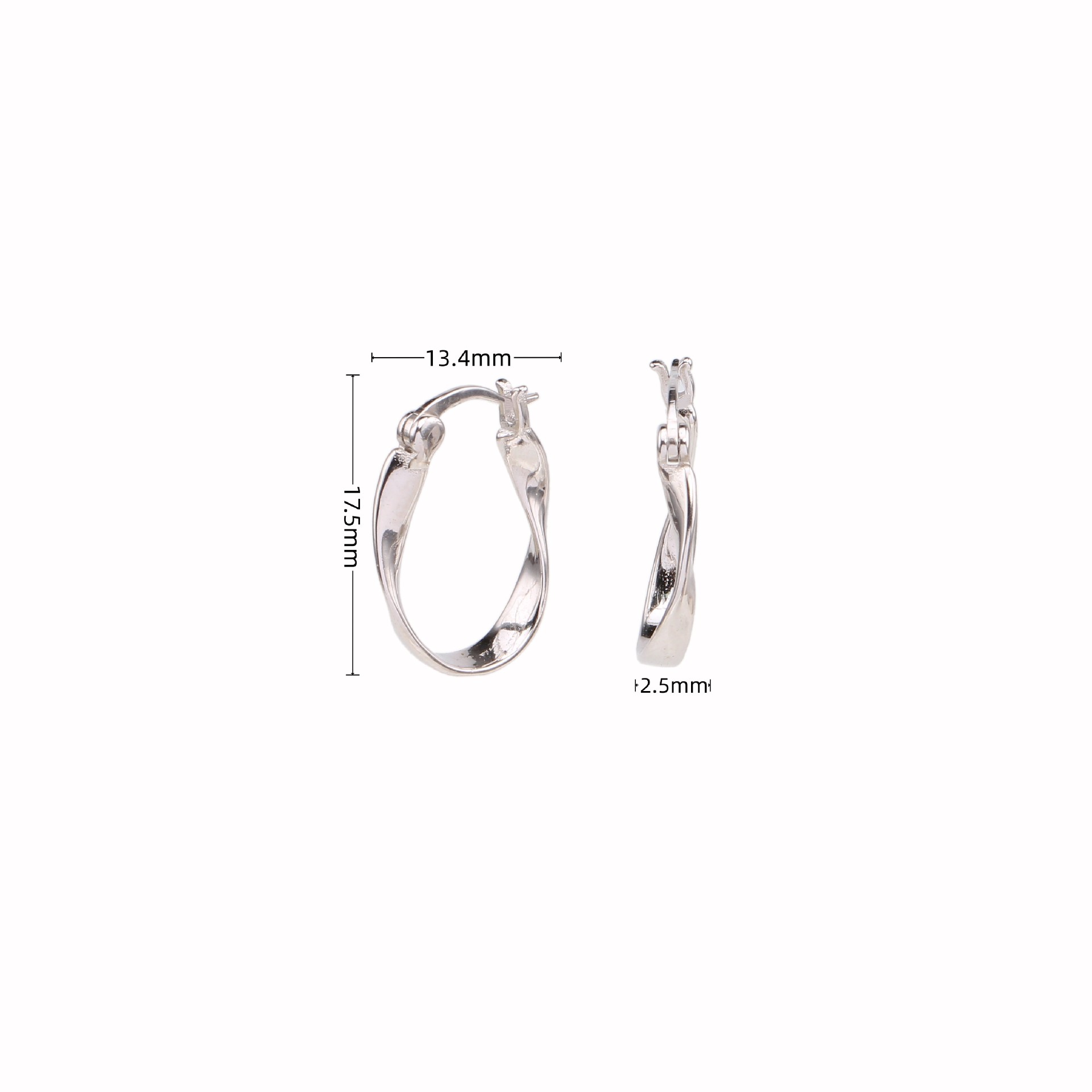 1 Pair Simple Style Twist Sterling Silver Plating White Gold Plated Gold Plated Earrings display picture 2