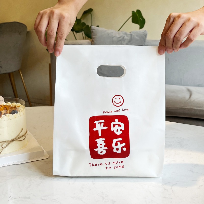 Takeaway embalaje bolsa postre comida bolsa de plástico hornear pastel panadería portátil embalaje bolsa logotipo al por mayor
