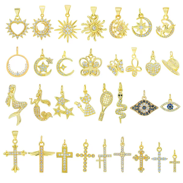 Factory wholesale diy pendant bracelet accessories micro inlaid zircon all-match pendant accessories necklace pendant jewelry accessories