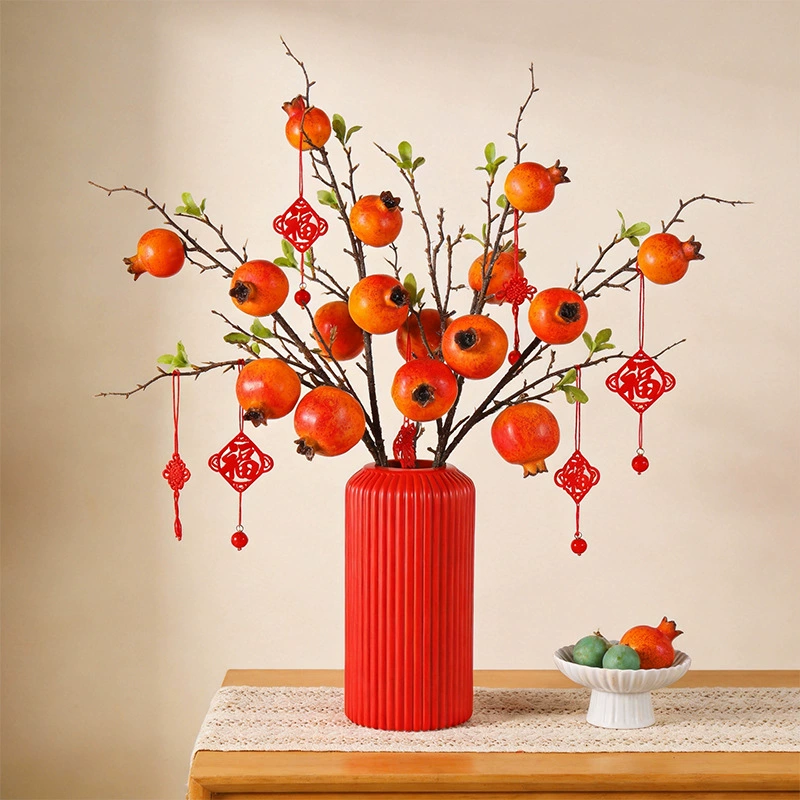 Lantern-style Plastic Vase, Imitation Ceramic White with Vertical Pattern — Hydroponic Flower Vase
