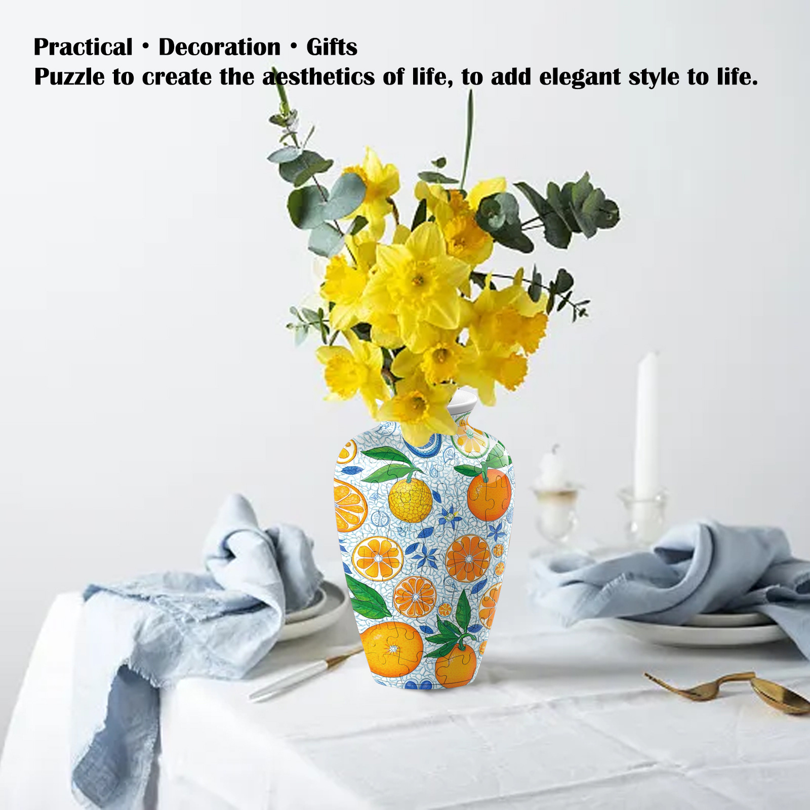 3D Puzzle Vase House Living Room Ornaments Flower Ornaments Home Decoration Children's Birthday Christmas Gift Wholesale Cross Border