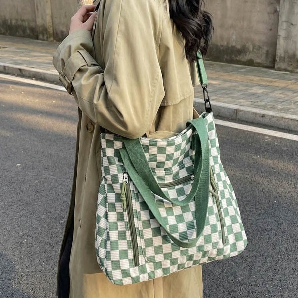 Large Capacity Checkerboard Plaid Tote Bag for Women, Versatile Shoulder Handbag, 2026 New Casual Shopping Bag for Students Large Capacity Checkerboard Plaid Tote Bag for Women, Versatile Shoulder Handbag, 2026 New Casual Shopping Bag for Students