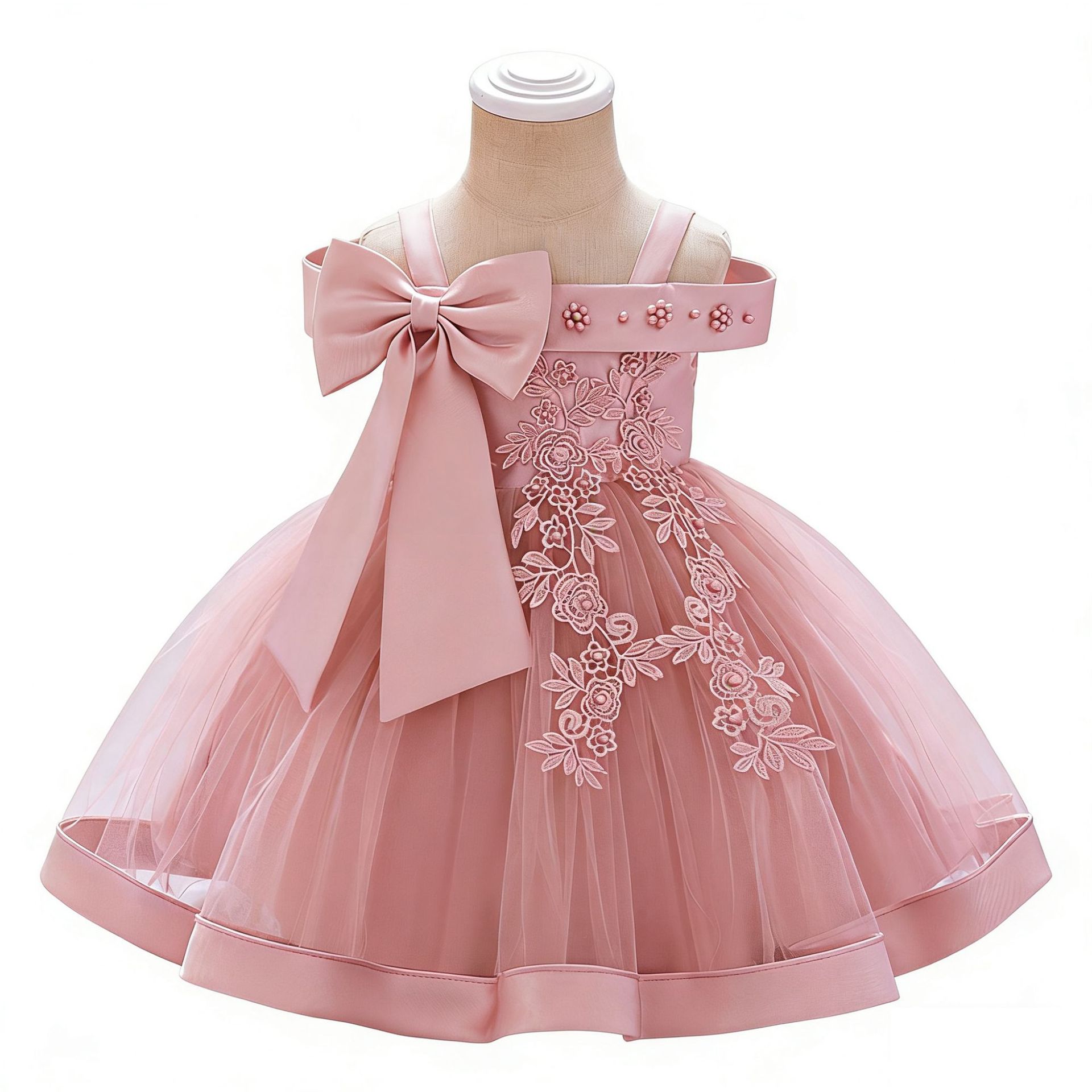 Vestido de niña de Amazon con tirantes, vestido infantil con bordado de cuentas, vestido de princesa, vestido de malla, nuevo estilo de verano