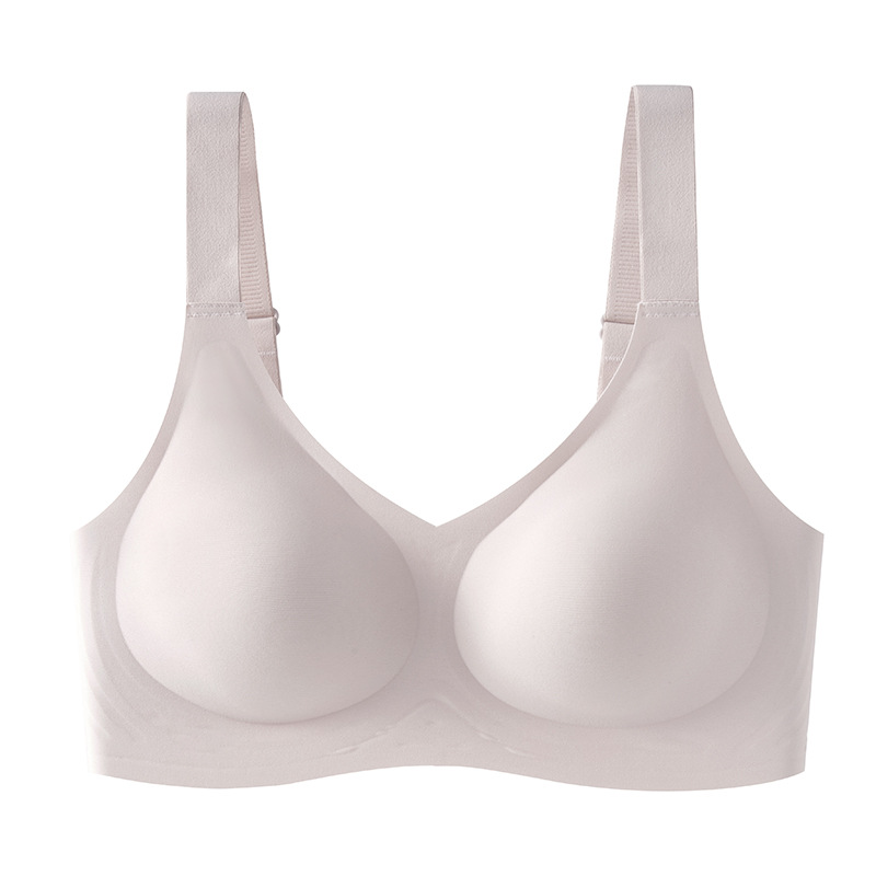 Gran tamaño de soporte suave de jalea ropa interior damas sin marcas sin anillo de acero sujetador recopilado anti-caída sujetador de copa fija