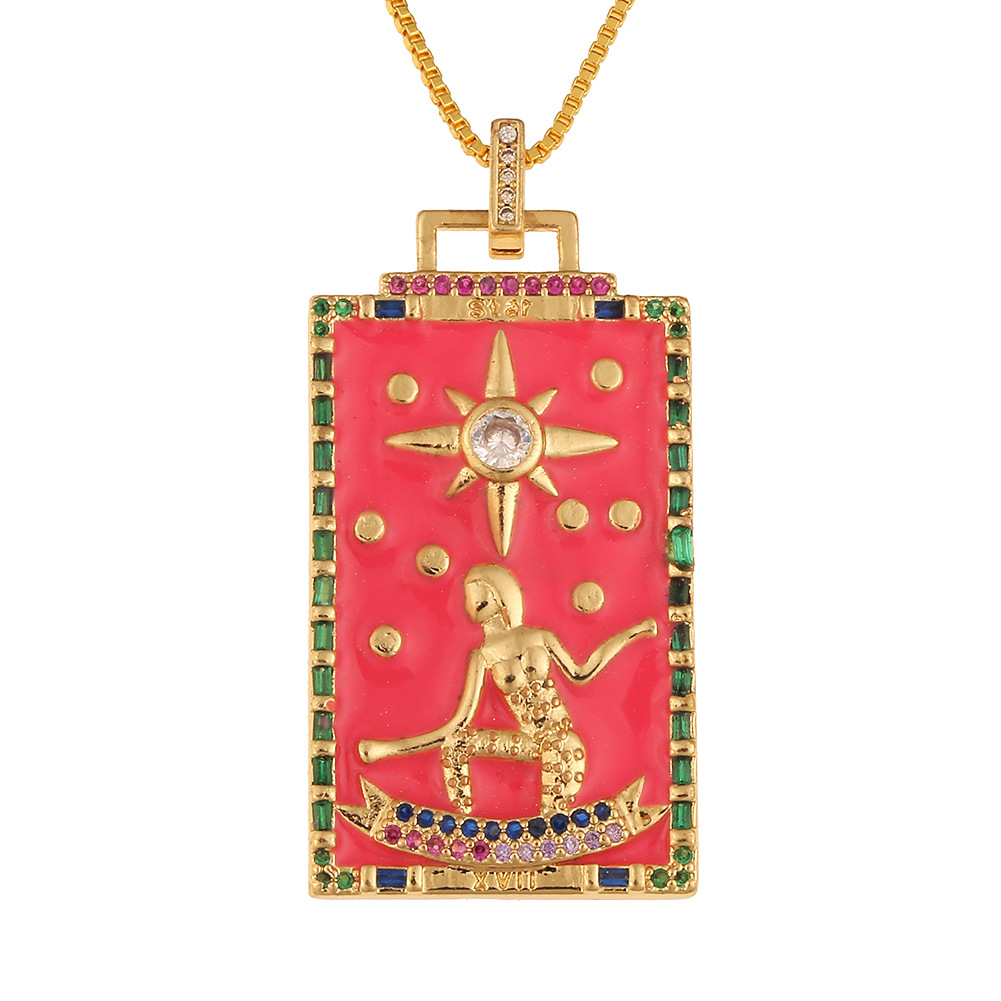 Fashion New Oil Drop Tarot Pendant Copper Zircon Necklace Wholesale Nihaojewelry display picture 13