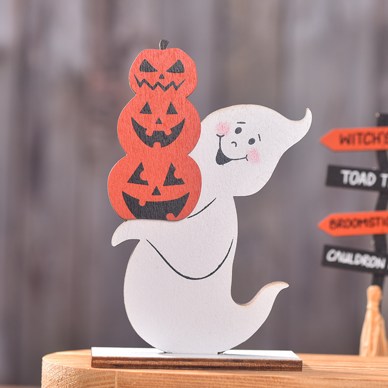 国境を越えた新しいハロウィーンの装飾品魔女ゴースト塗装木製装飾品パーティードレスアップ小道具装飾品|undefined