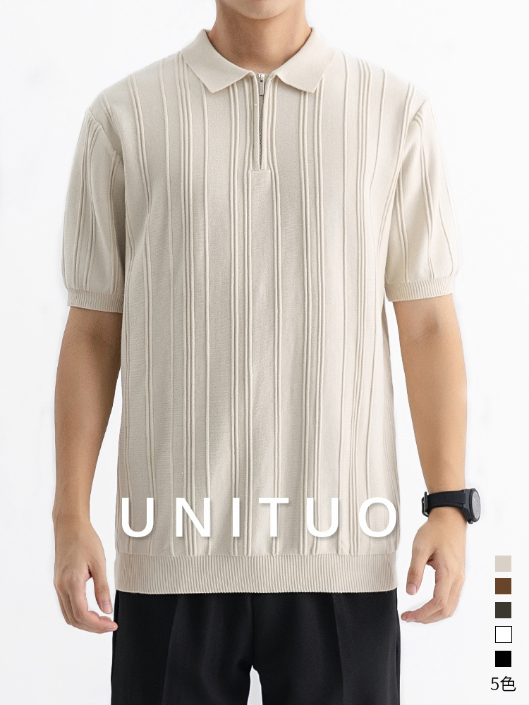 El antiguo estilo de hielo para hombres polo camiseta de manga corta para hombres negocios casual con cuello delgado camiseta de alta calidad para hombres