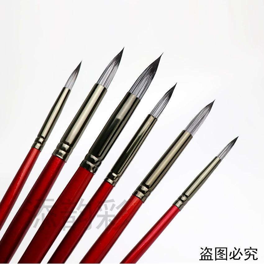 Acrylic, gouache, nylon watercolour, set, wooden writing brush, 6 pieces