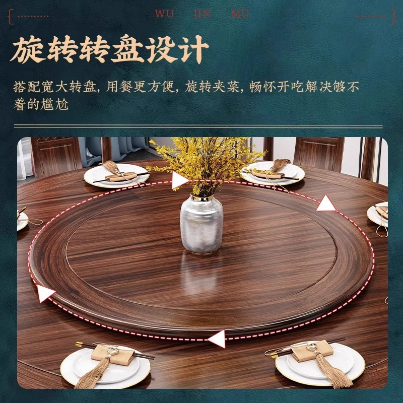 Nueva combinación de mesa y silla de comedor de madera maciza de ébano de estilo chino, mesa de arroz redonda para el hogar de tamaño pequeño, simple y moderno