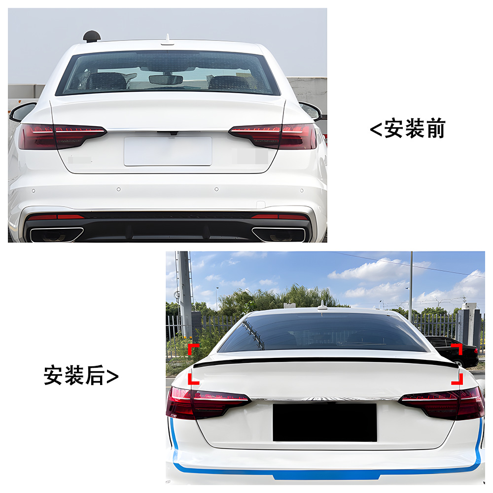 Suitable for Audi Cars 17+A4 Rear Spoiler B9 S Model Fixed Wing Original Version No-Drill Cross-Border Modification Parts Factory