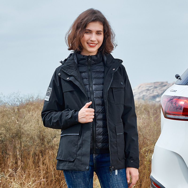 2021冬季情侶登山服戶外運動純色羽絨內(nèi)膽沖鋒衣男女情侶款滑雪服