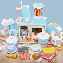 木制厨具搅拌机面包机咖啡机烤箱榨汁机儿童厨房玩具仿真过家家