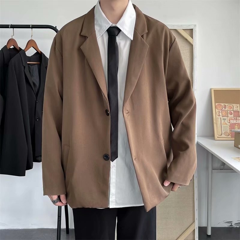2021 New Arrival Hong Kong Style Casual Suit Jacket Men's Spring and Autumn Loose Korean Style bf Trendy Internet Celebrity Small Suit