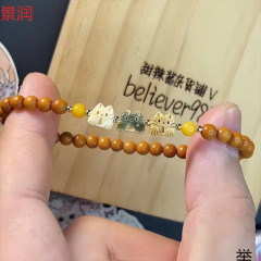 3つの小さなかわいい3色のびっくり猫ビーズブレスレット新しい中国禅ニッチ気質中国風ハンドジュエリー