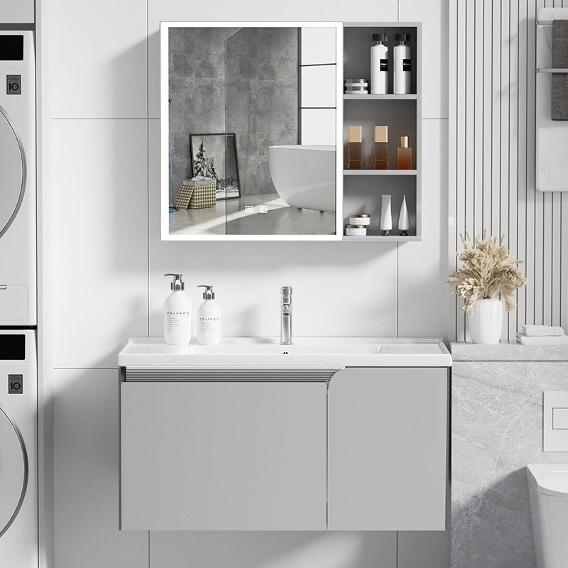 gabinete de baño de aire crema lavabo combinado lavabo de baño lavabo de cerámica integral lavabo lavabo gabinete espejo inteligente lavabo gabinete