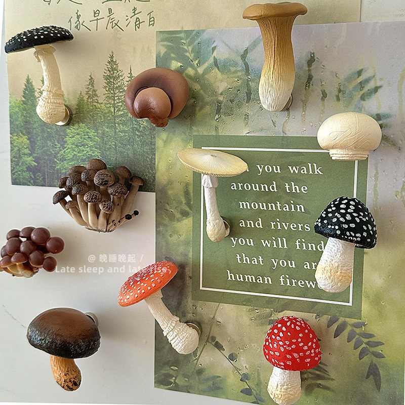 森林里的蘑菇~仿真蘑菇冰箱贴磁吸装饰品3d立体创意个性强力磁吸|undefined