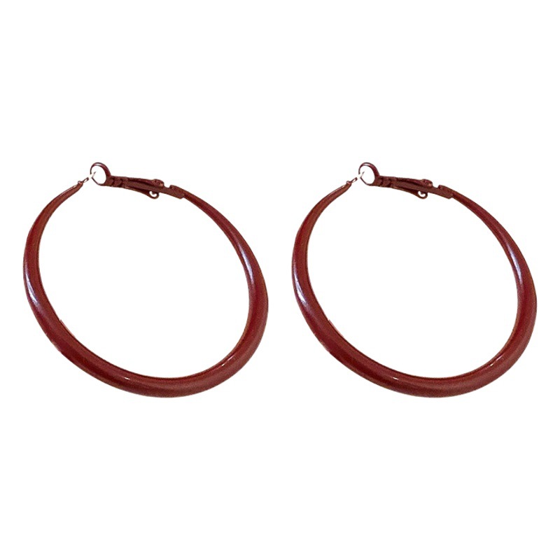 Pendientes redondos geométricos rojos con aguja de plata, pendientes retro de alto nivel, estilo de Hong Kong, pendientes de temperamento 2025 nuevos pendientes para mujer