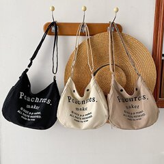 Foreign Trade Canvas Bag Large Capacity Student School Bag 2023 New Style Fashion Trend Letter Single Shoulder Bag Crossbody Bag for Women