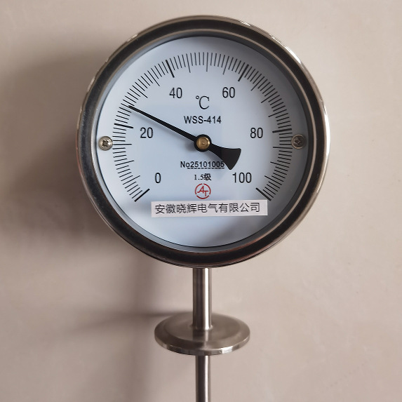 WSS-414快装卡盘卡箍连接卫生型双金属温度计温度范围0~100℃