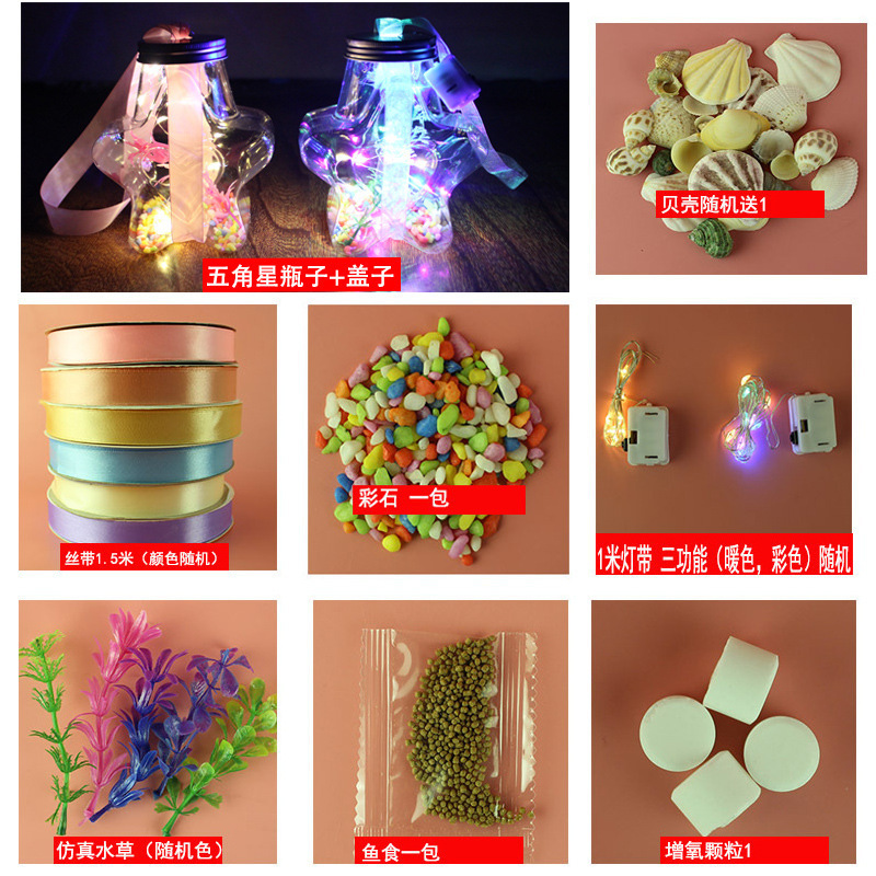 오각별 + 라이트 스트립 + 컬러 스톤 + 수초 + 리본 + 산소 공급