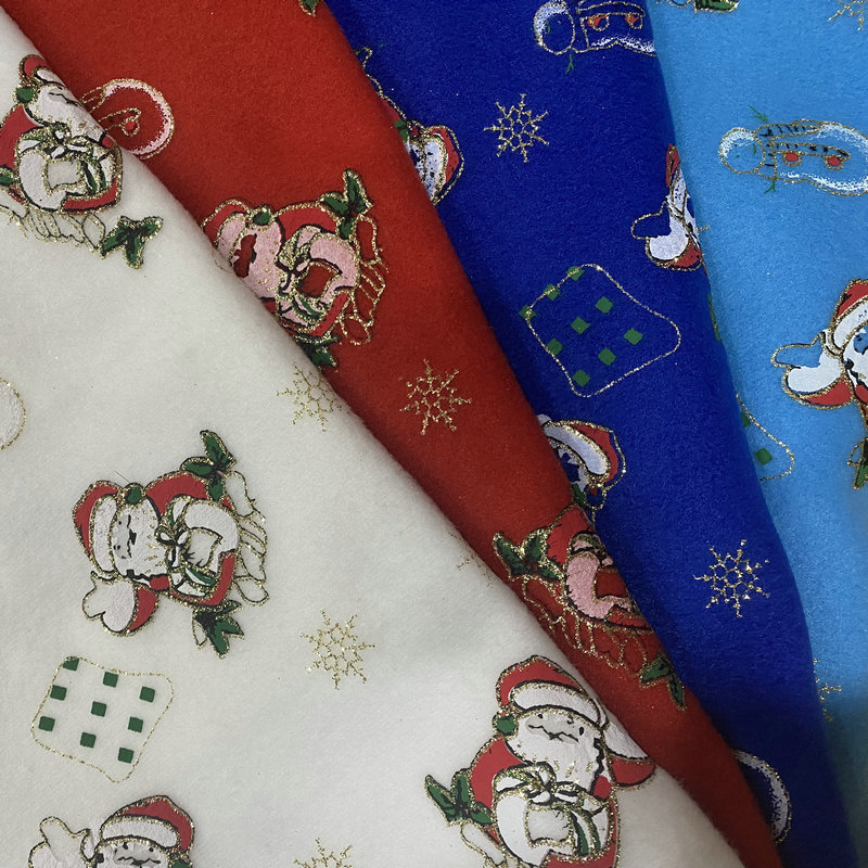 2022生产新款圣诞老人针织提花毛线面料花式现代简约毛线布面料