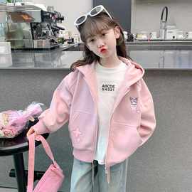 女童外套春秋款2025新款洋气儿童秋装连帽卫衣小女孩秋季炸街上衣
