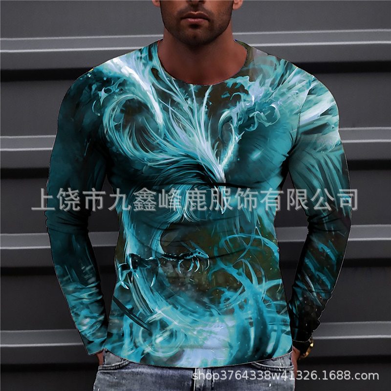 Dropshipping 2026 Halloween Phoenix Pattern Retro Design Long Sleeve T-Shirt Casual Outdoor Daily Wear for Autumn and Winter Dropshipping 2026 Halloween Phoenix Pattern Retro Design Long Sleeve T-Shirt Casual Outdoor Daily Wear for Autumn and Winter