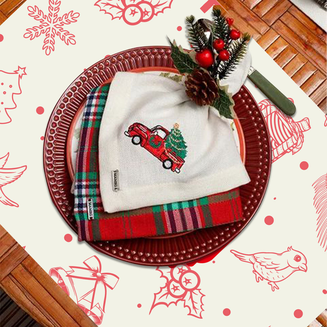 Weihnachtstischsets Leinen Mahlzeit Western Restaurant Isoliermatte Küchendekoration Tischset_voghion.com