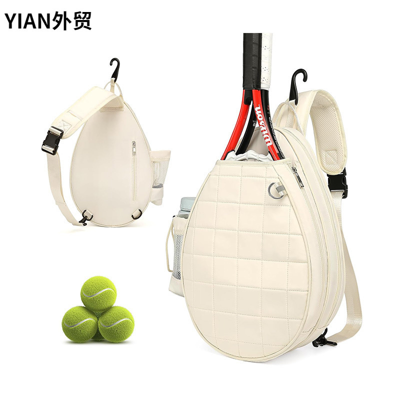 New Tennis Bag Holds 2 Rackets Tennis Backpack Quilted Crossbody Bag Waterproof Bag with Security Pocket