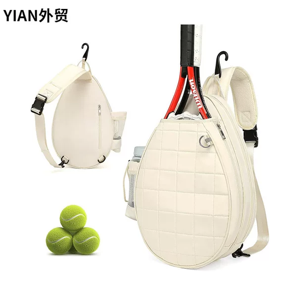 New Tennis Bag Holds 2 Rackets Tennis Backpack Quilted Crossbody Bag Waterproof Bag with Security Pocket