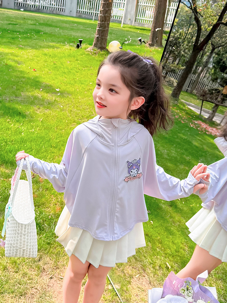 Ropa de protección solar con capucha para niñas verano 2025 nuevo estilo para niños, ropa de protección solar de verano delgada para niñas