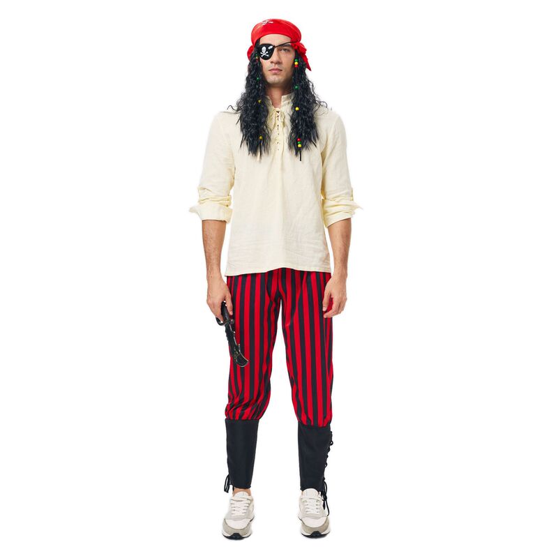 Popular Men's Cotton and Linen Ankle-Tie Pants on Amazon for Cross-Border Sales, Medieval Viking Pirate Slim-Fit Leggings