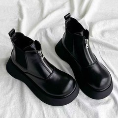 厚底英伦马丁靴女2025年秋冬季新款加绒短靴休闲时尚时装增高短靴