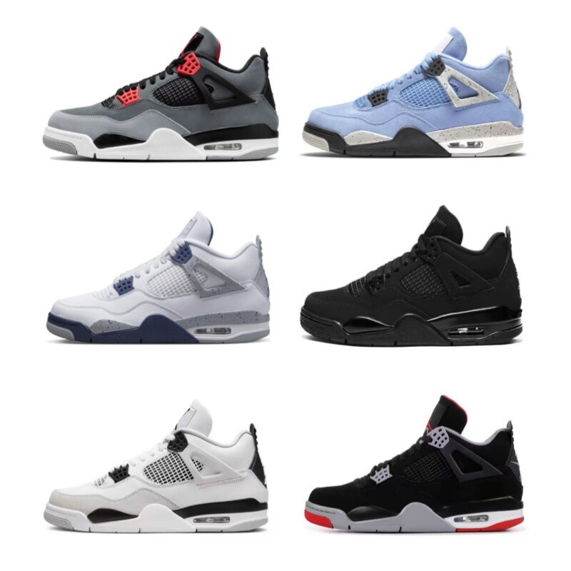 Cross-border authentic AJ4 basketball shoes, unisex, white cement, black cat, electric mother, retro design, shock-absorbing, air-cushioned, casual athletic shoes Cross-border authentic AJ4 basketball shoes, unisex, white cement, black cat, electric mother, retro design, shock-absorbing, air-cushioned, casual athletic shoes