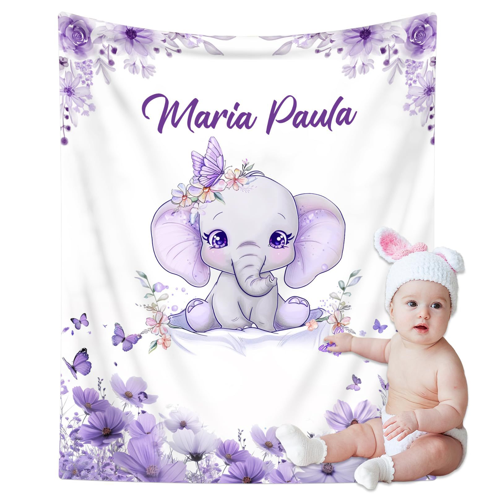 Cute Animal Elephant Pattern Blanket Home Soft and Comfortable Flannel Warm Blanket Cover Blanket Baby Blanket Gift