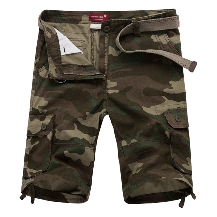 Al Aire Libre camuflaje recortado pantalones cortos de los hombres sueltos de verano grueso resistente al desgaste pantalones cortos casuales juventud multi-Bolsillo overoles