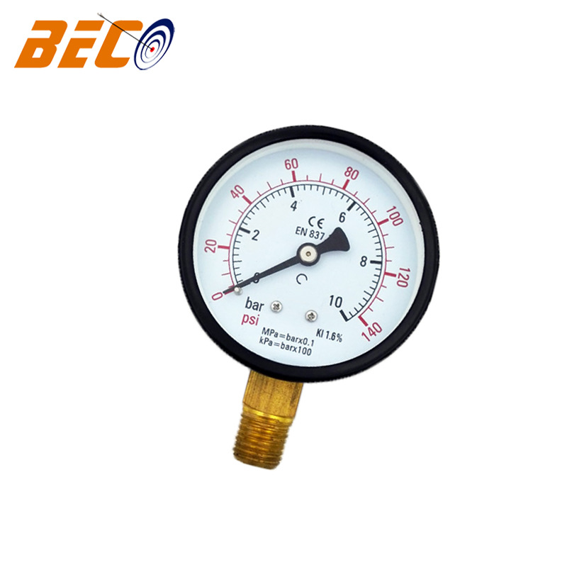 贝伊特 厂家直供 双刻度压力表 径向psi水处理压力表 普通压力表