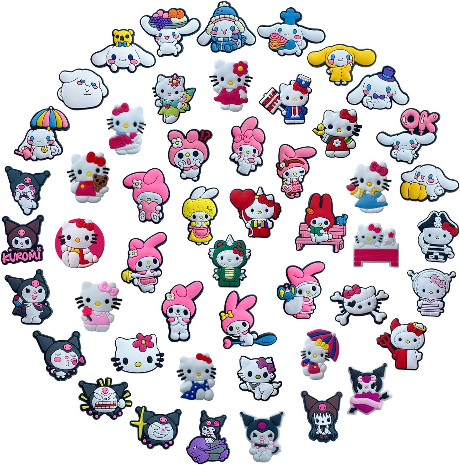 Обувь Croc с цветком Sanrio, пряжка для обуви, мультяшный ПВХ, мягкий клей, съемные декоративные аксессуары, обувь Croc, аксессуары для самостоятельного изготовления