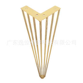 铁线长款桌腿三角装饰台脚五金配件桌脚批发价铁金色发夹长桌支腿