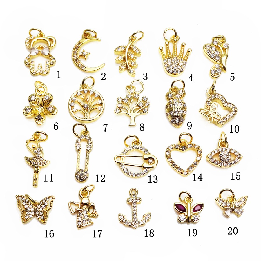 2g Weight Pendant Jewelry Making Type Zircon Inlay Material DIY Jewelry Accessories Classification 1 Piece Quantity Copper Material Leaf, Heart Shape, Bow Knot Pattern Inlay Design Simple Style Style 1 Piece Copper Zircon Leaf Heart Shape Bow Knot Pendant 无
