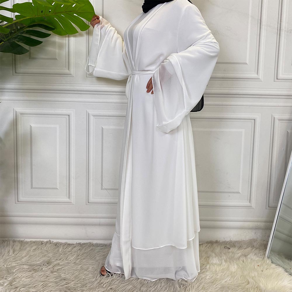 Pure Color Arabic Long Robe - Gray