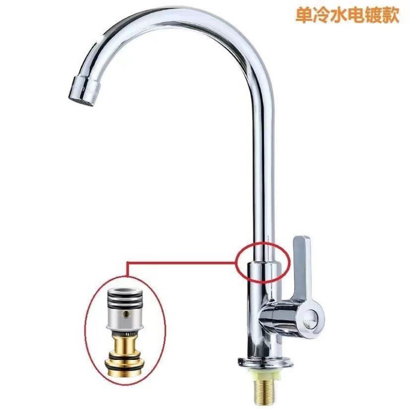 Grifo de un solo frío de acero inoxidable 304, lavabo giratorio, lavabo, agua, horizontal vertical, apertura rápida, fábrica de grifos generales